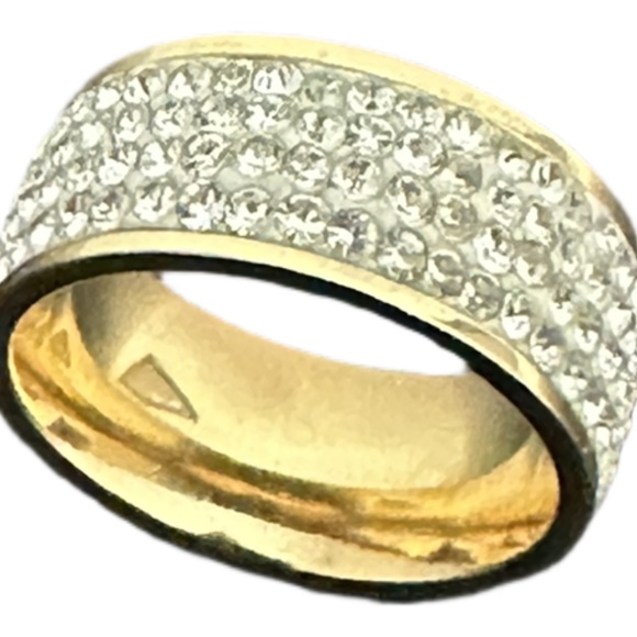 Stainless Steel Gold Tone CZ Ring Size 5 - Picture 1 of 7